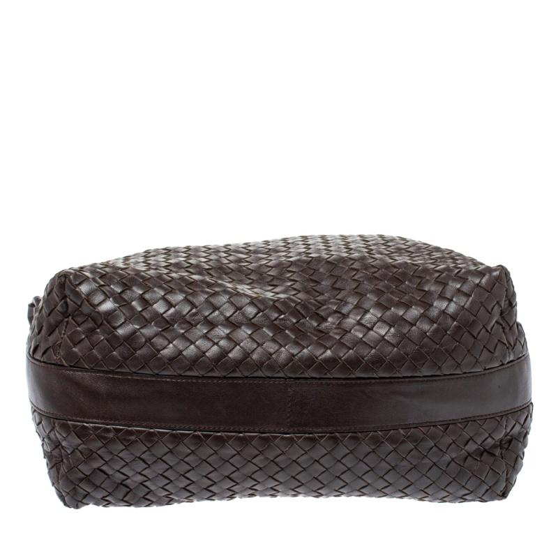 Bottega Veneta Dunkelbraun Intrecciato Leder Pyramide Umhängetasche Damen