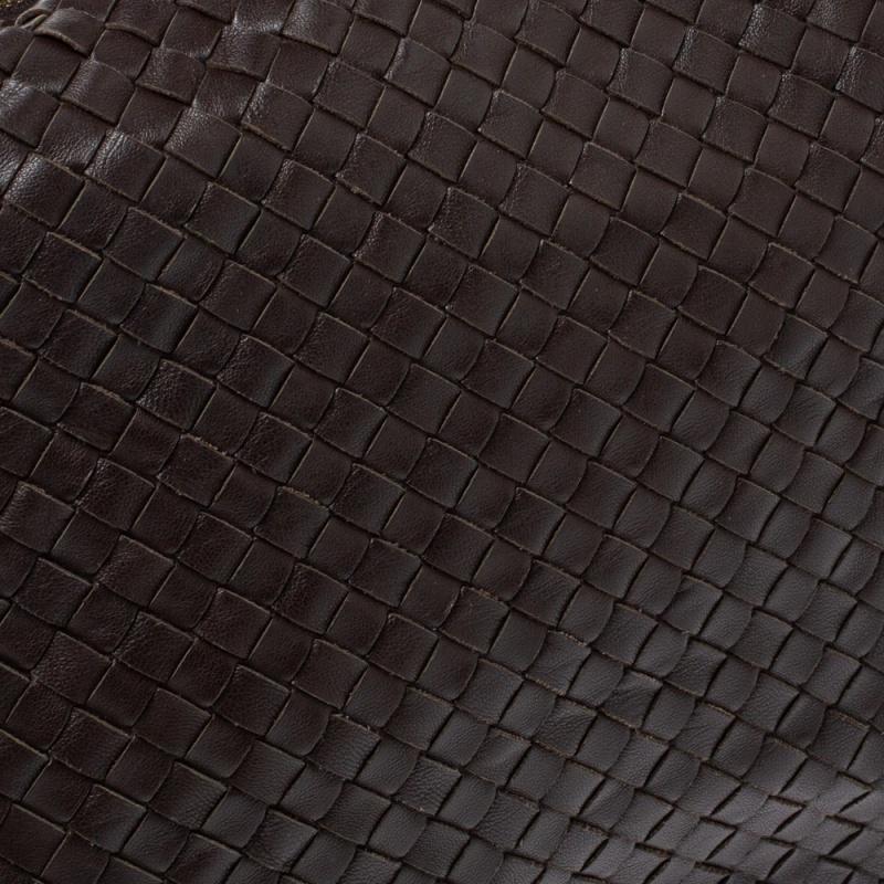 Bottega Veneta Dunkelbraun Intrecciato Leder Pyramide Umhängetasche 4