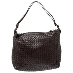 Bottega Veneta Dark Brown Intrecciato Leather Pyramid Shoulder Bag