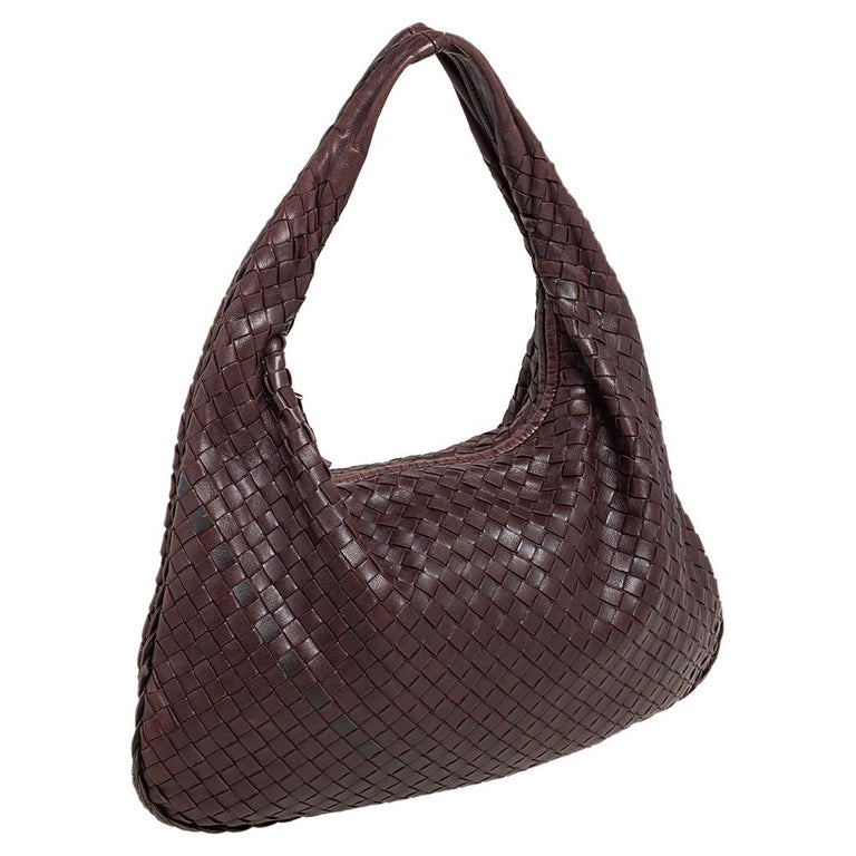 Bottega Veneta Dark Brown Intrecciato Leather Small Veneta Hobo at 1stDibs  | dark brown bottega bag, bottega veneta bag brown