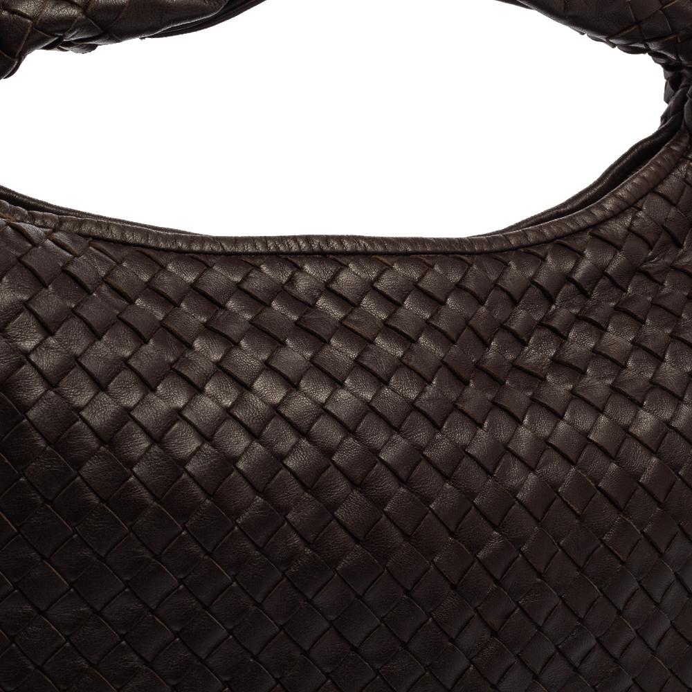 Bottega Veneta Dark Brown Intrecciato Leather Small Veneta Hobo 2