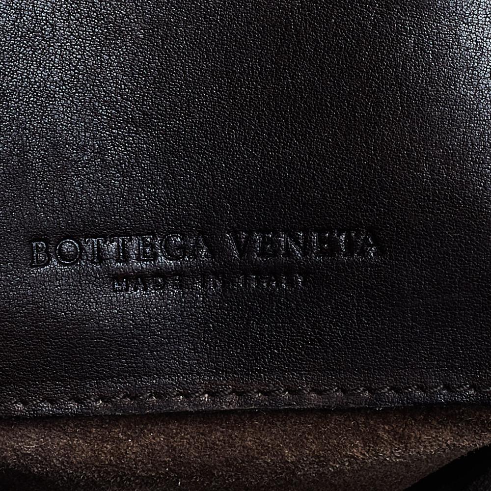 Women's Bottega Veneta Dark Brown Intrecciato Suede And Patent Leather Tote
