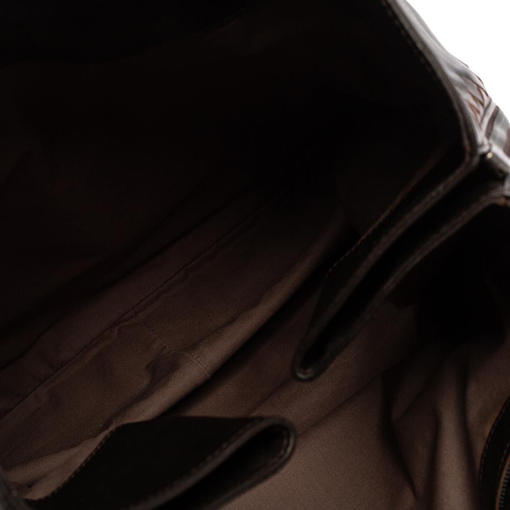 Bottega Veneta Dark Brown Intrecciato Trim Leather Expandable Tote In Good Condition For Sale In Dubai, Al Qouz 2