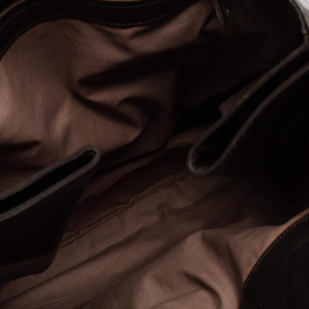 Bottega Veneta Dark Brown Intrecciato Trim Leather Expandable Tote For Sale 2