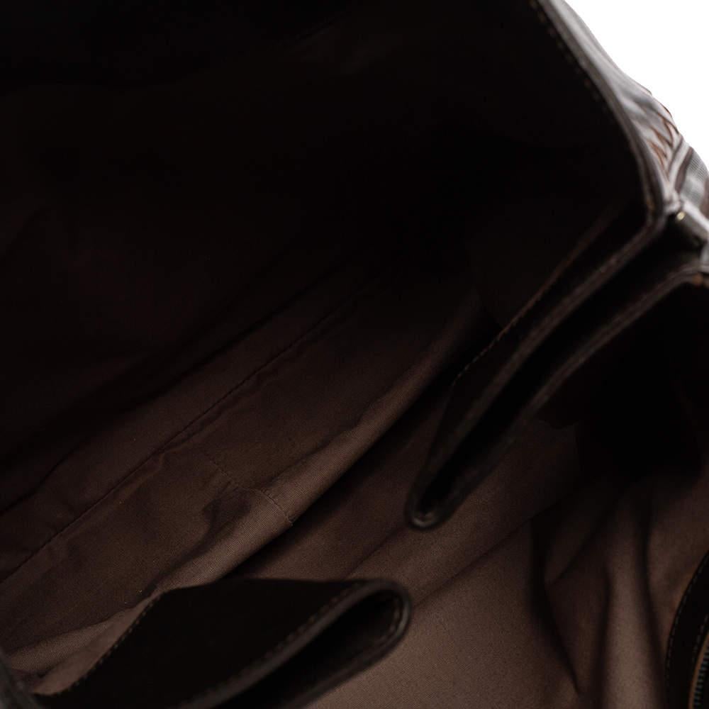Bottega Veneta Dark Brown Intrecciato Trim Leather Expandable Tote For Sale 3