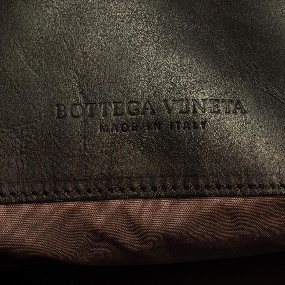 Bottega Veneta Dark Brown Intrecciato Trim Leather Expandable Tote For Sale 4