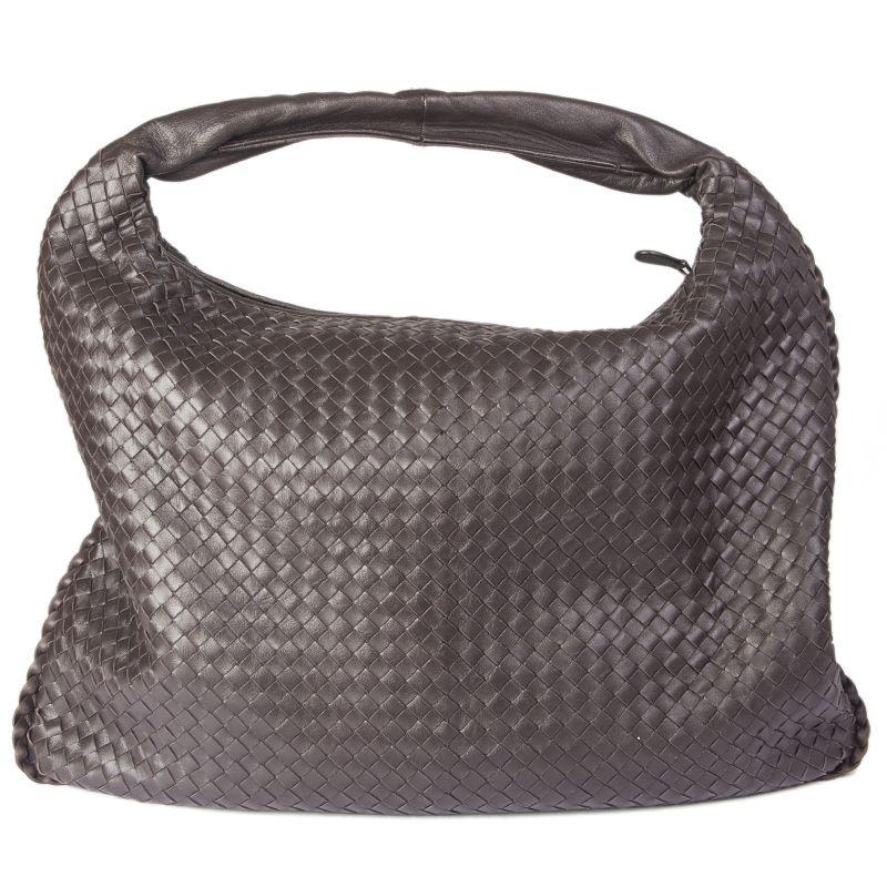 Gray BOTTEGA VENETA dark brown INTRECCIATO VENETA LARGE Hobo Shoulder Bag