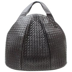Bottega Veneta Dark Brown Intrecciato Woven Bowler 869195 Brown-black Leather Sh