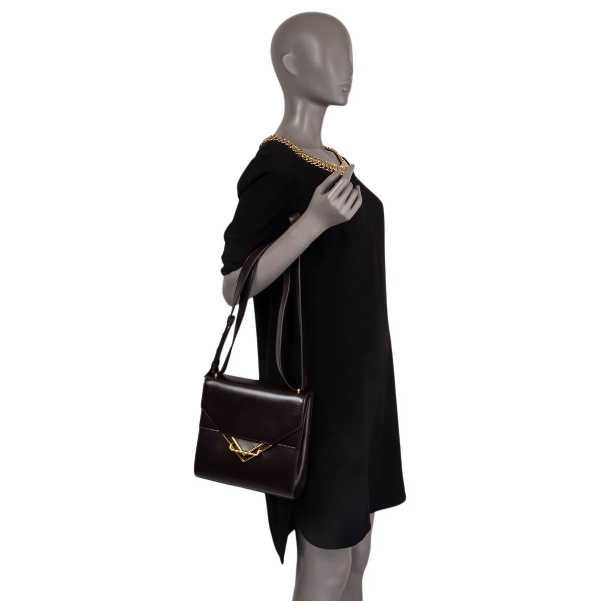 BOTTEGA VENETA dark brown leather 2021 FONDANT THE CLIP Shoulder Bag 2