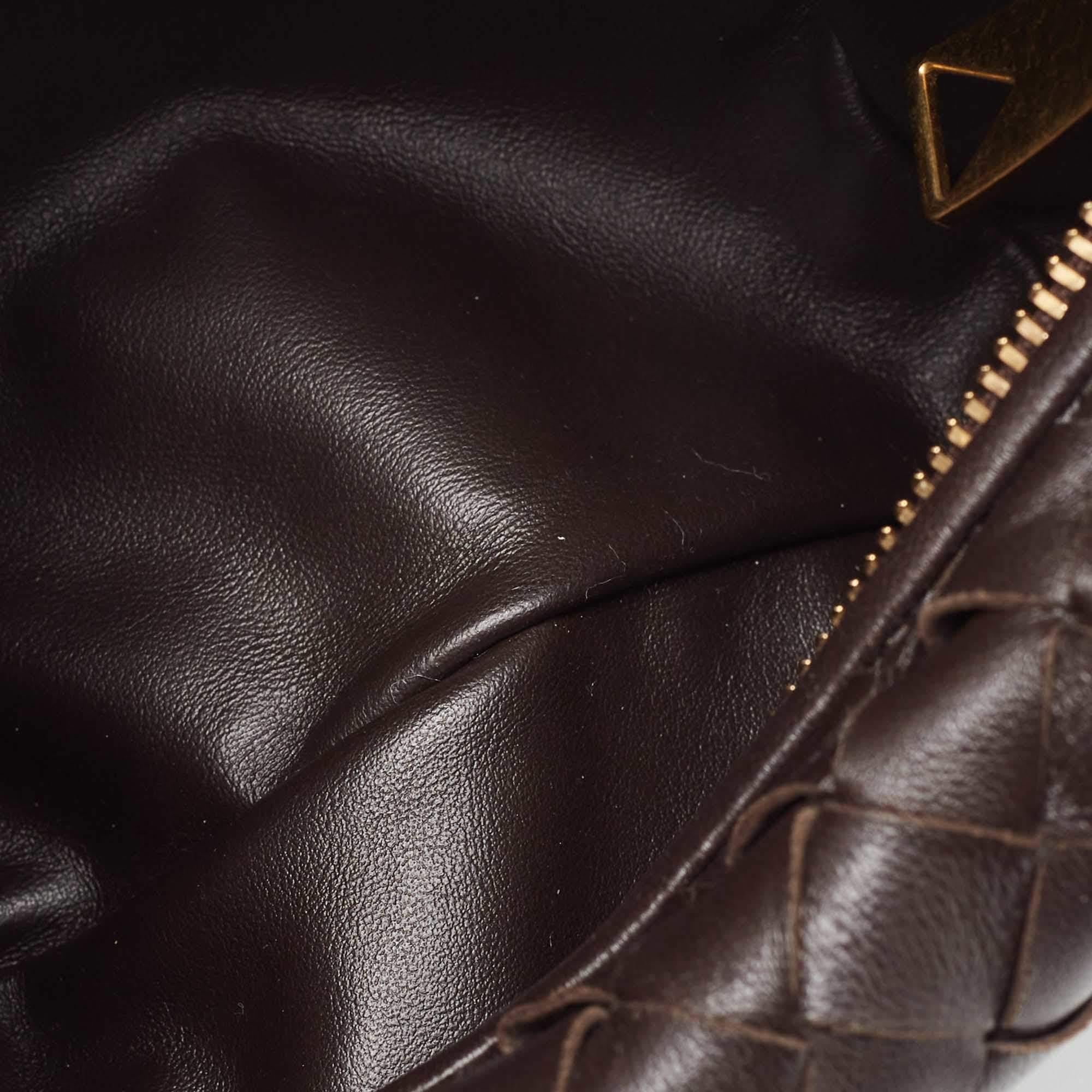 Bottega Veneta Dark Brown Leather Intrecciato Mini Jodie Top Handle Bag 5