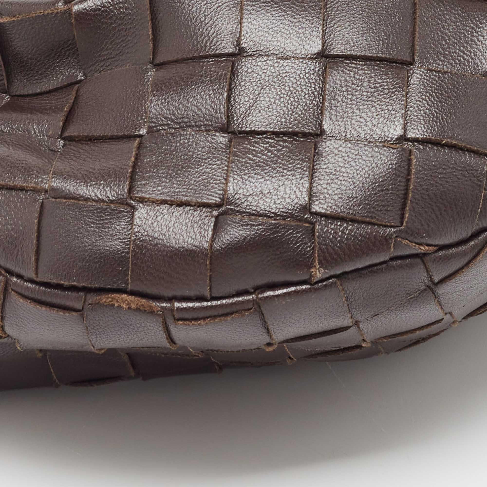 Bottega Veneta Dark Brown Leather Intrecciato Mini Jodie Top Handle Bag 2
