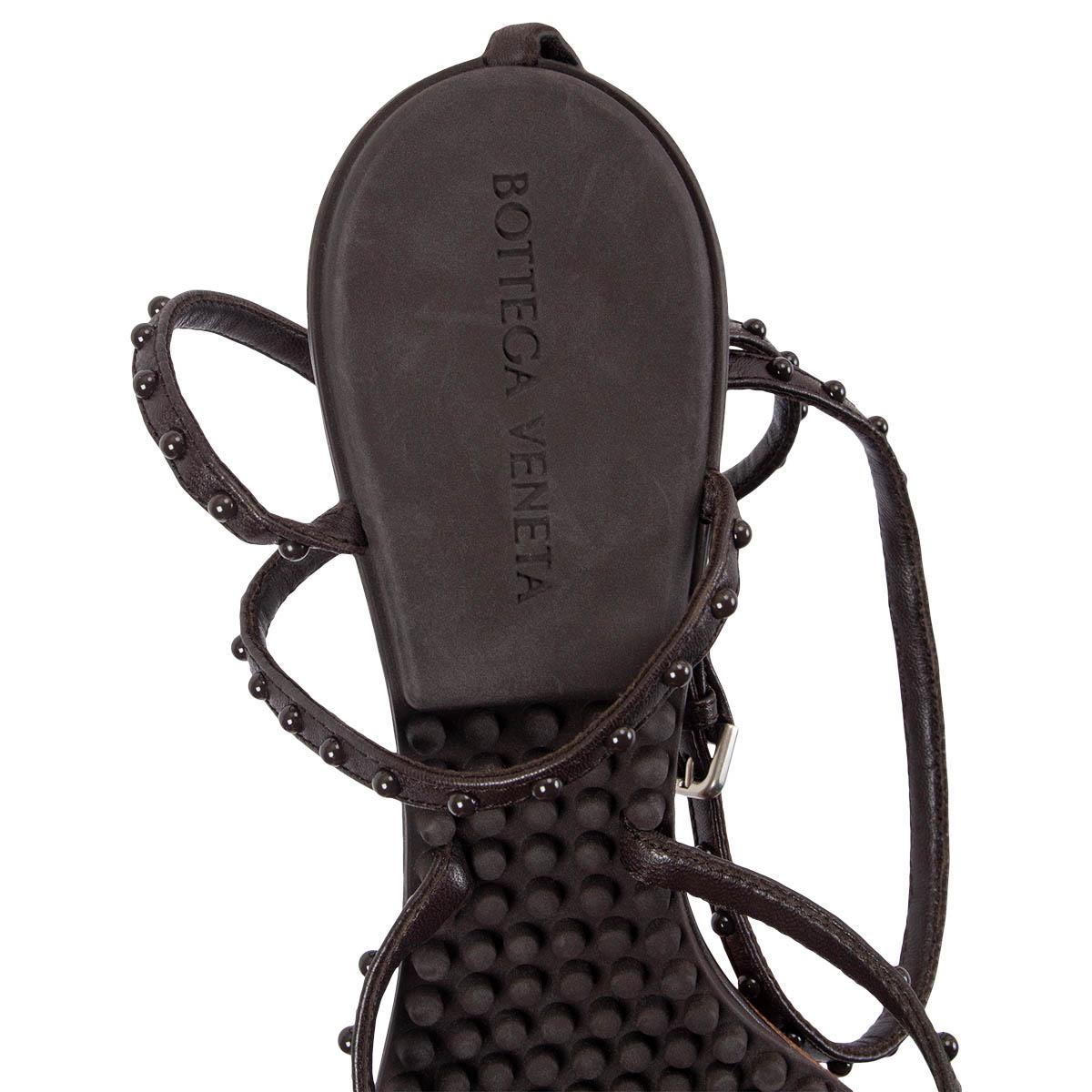 BOTTEGA VENETA dark brown leather LAGOON BUBBLE Sandals Shoes 39 For Sale 1