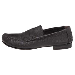 Bottega Veneta Dark Brown Leather Penny Slip On Loafers Size 45