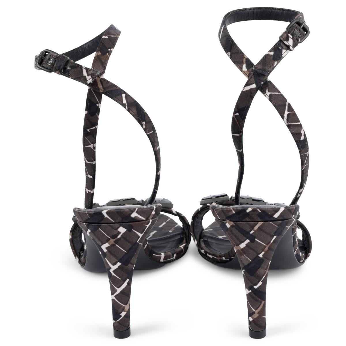 BOTTEGA VENETA dark brown silk SATIN CRYSTAL EMBELLISHED Sandals Shoes 37.5 In Excellent Condition For Sale In Zürich, CH