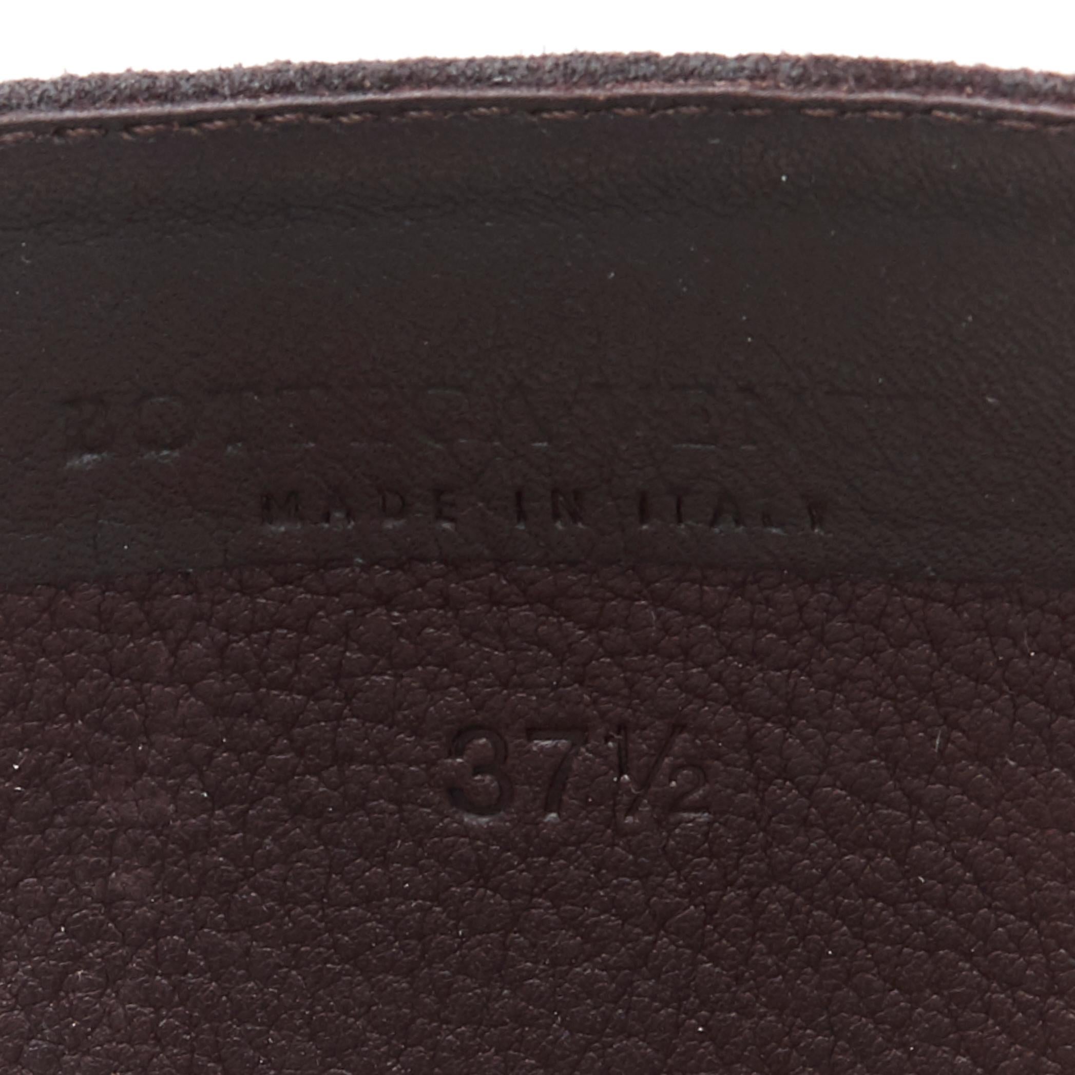 BOTTEGA VENETA dark brown suede leather buckled pull on tall boot EU37.5 3