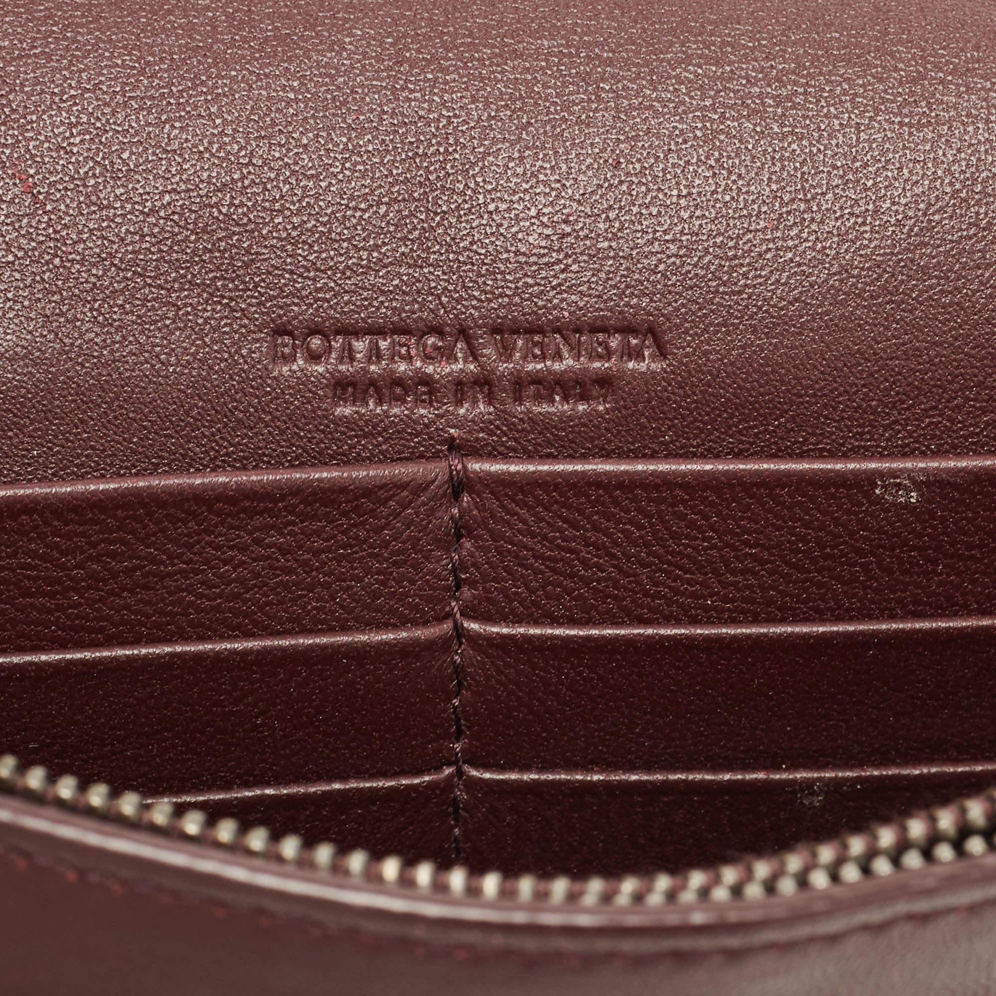 Bottega Veneta Dark Burgundy Intrecciato Leather Flap Chain Clutch 7