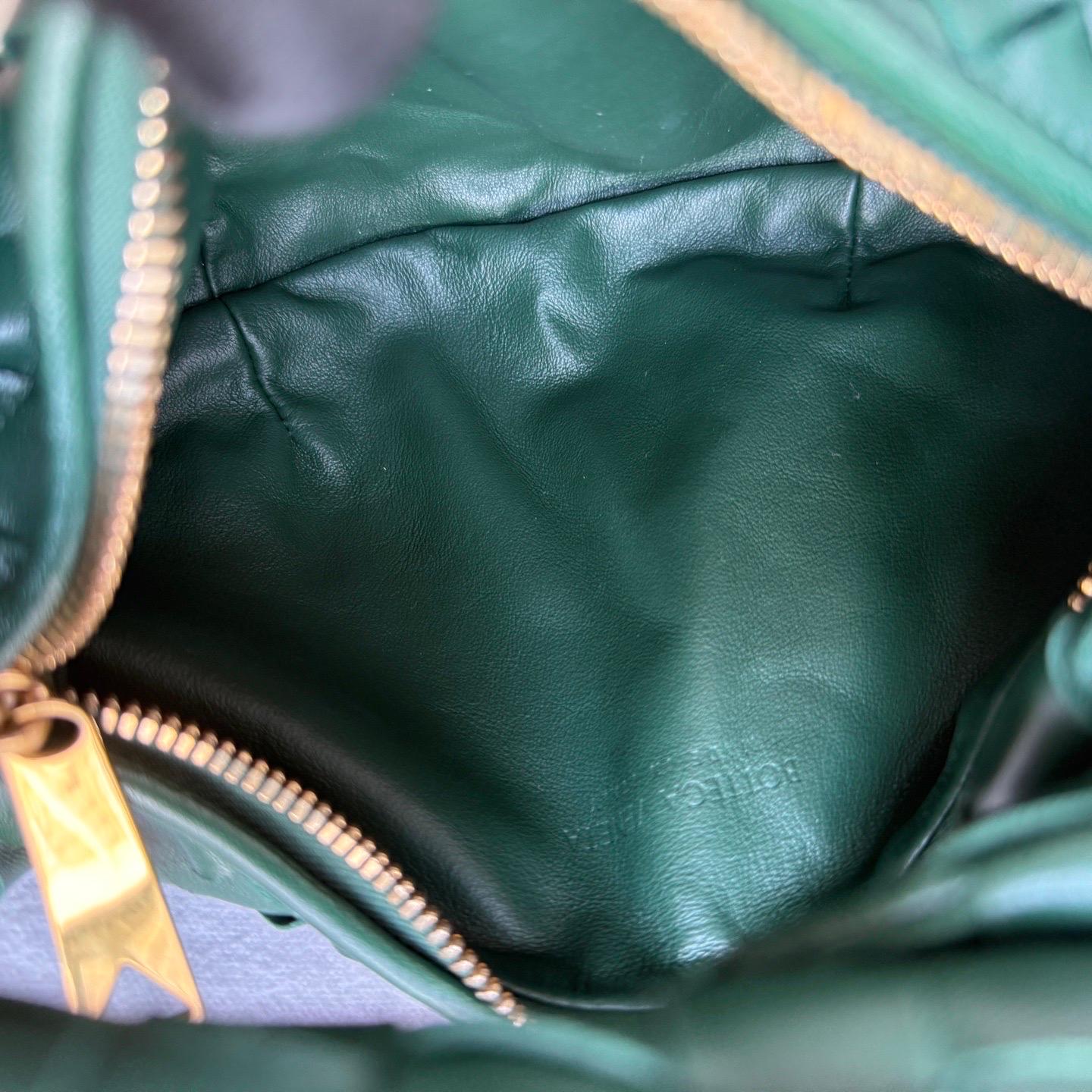 Bottega Veneta Dark Forest Green Mini Lambskin Leather Clutch Bag For Sale 12