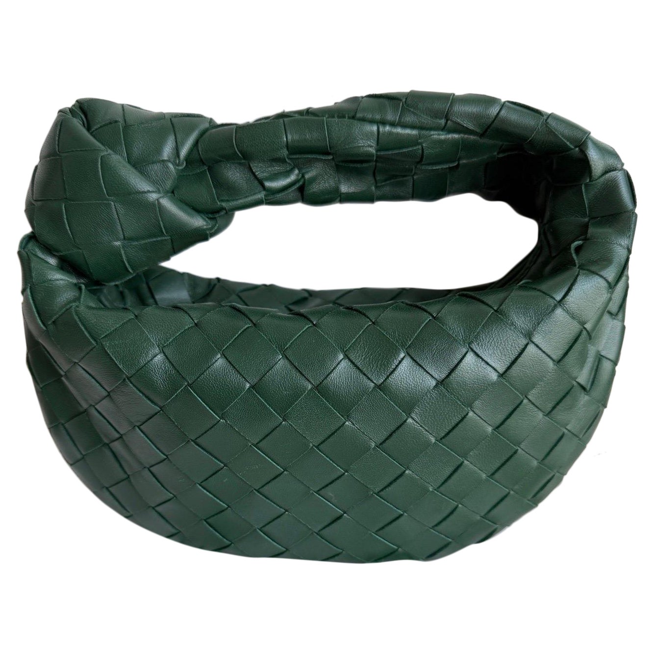 Bottega Veneta Mini Pochette in pelle d'agnello verde bosco scuro in vendita