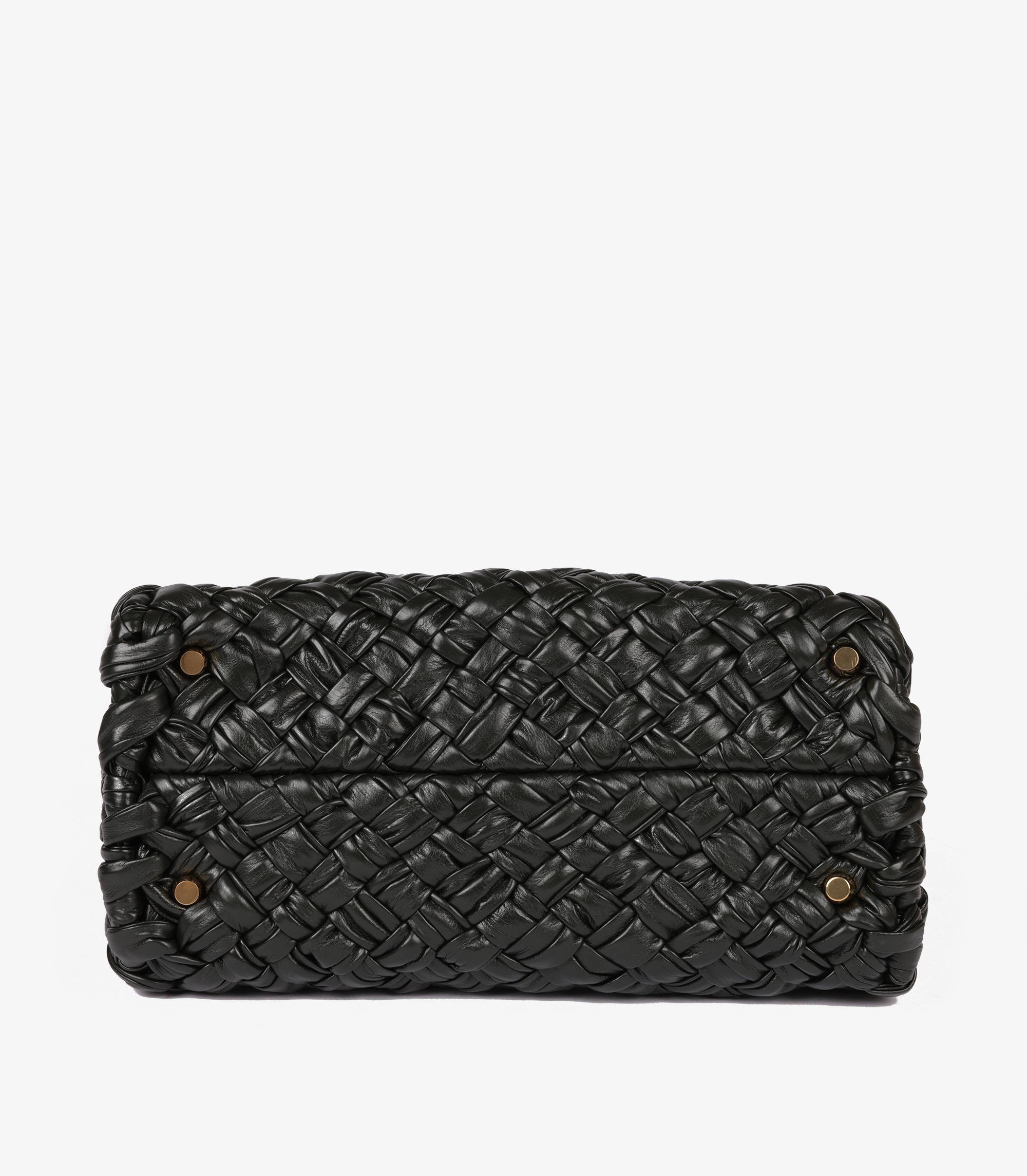 Bottega Veneta Cuir de veau Intrecciato vert foncé Medium Desiree en vente 2
