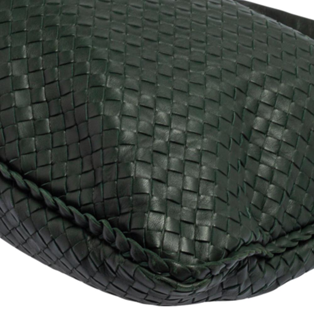 Bottega Veneta Dark Green Intrecciato Leather Maxi Veneta Hobo 4