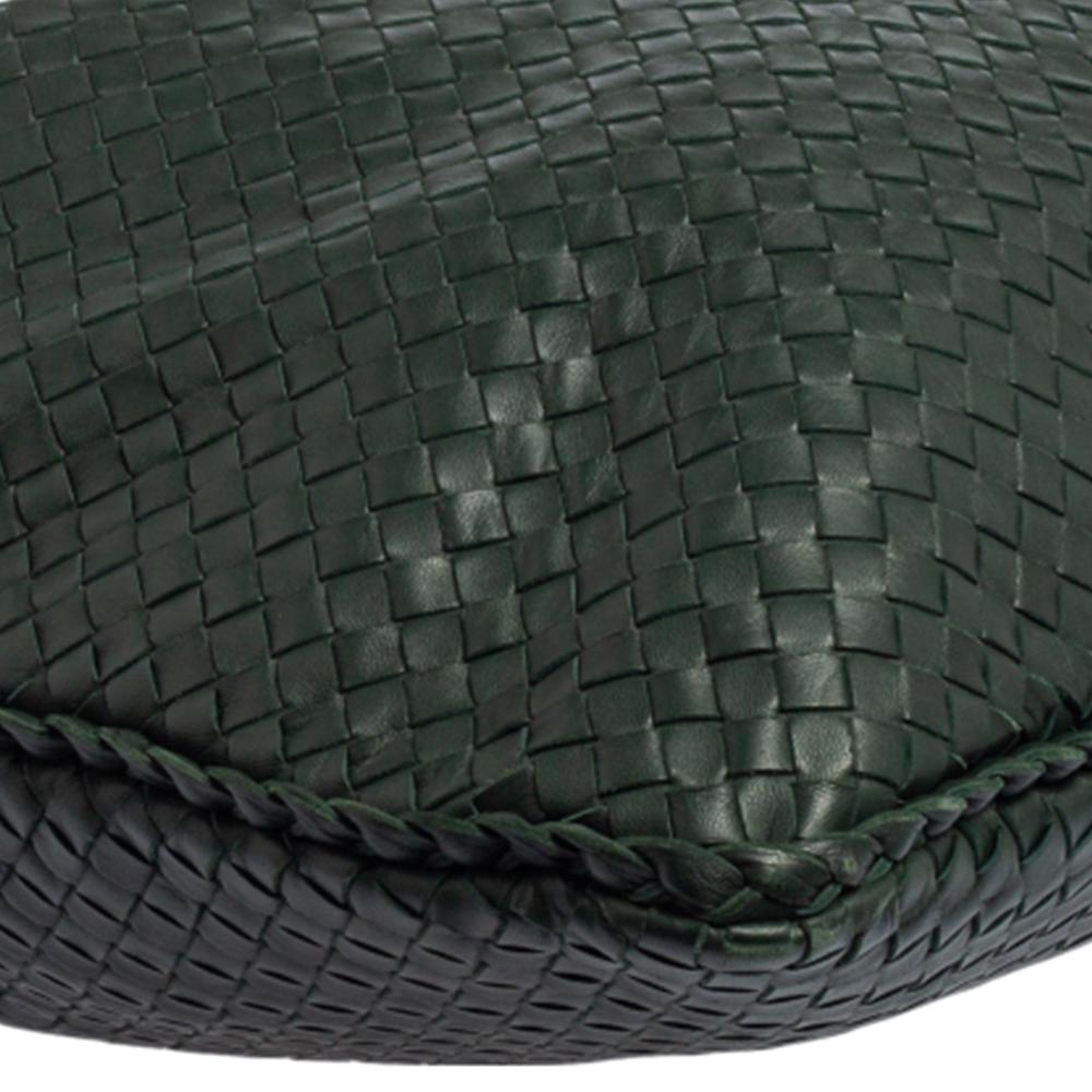 Bottega Veneta Dark Green Intrecciato Leather Maxi Veneta Hobo 5