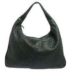 Bottega Veneta Dark Green Intrecciato Leather Maxi Veneta Hobo