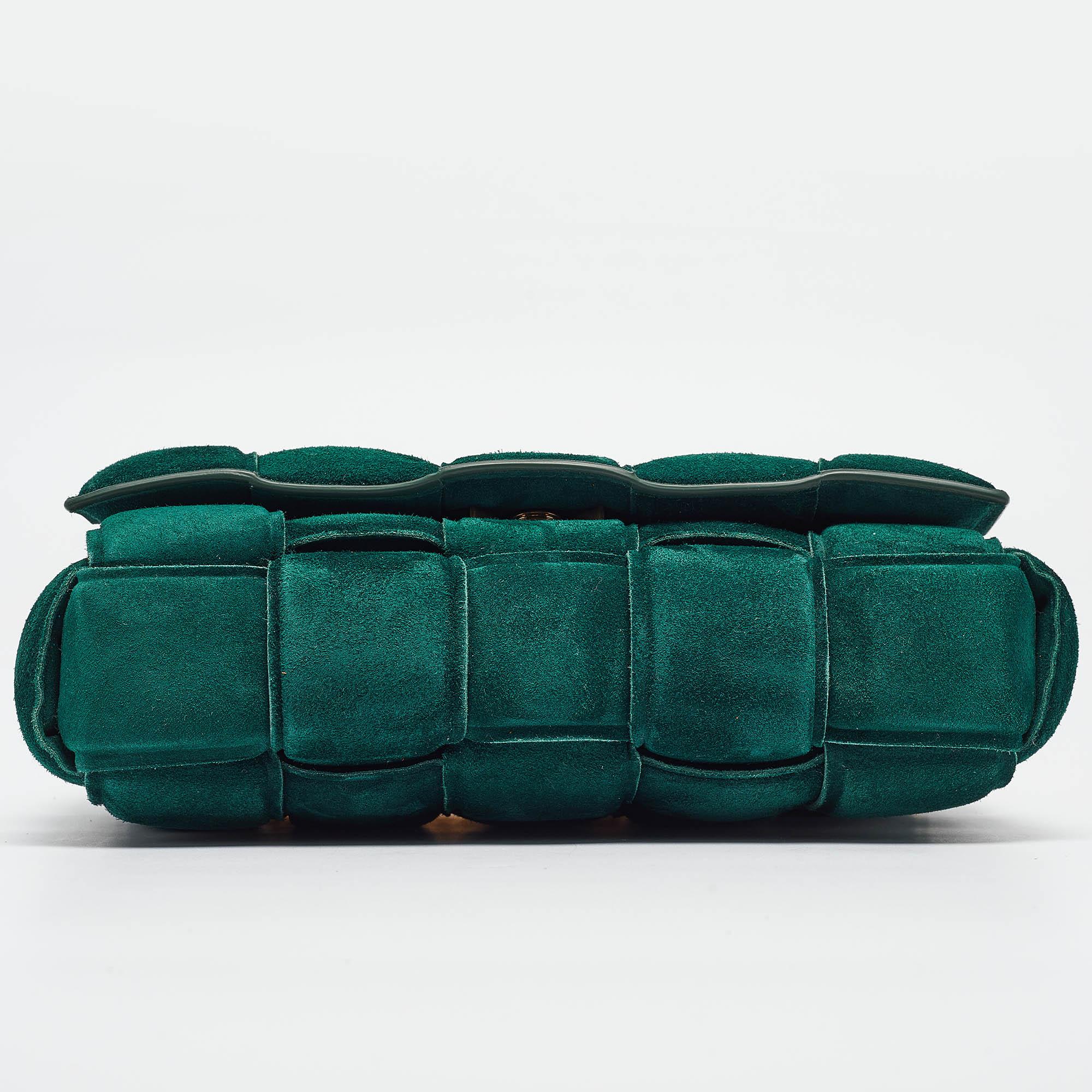 Bottega Veneta Dark Green Padded Suede Chain Cassette Shoulder Bag 2