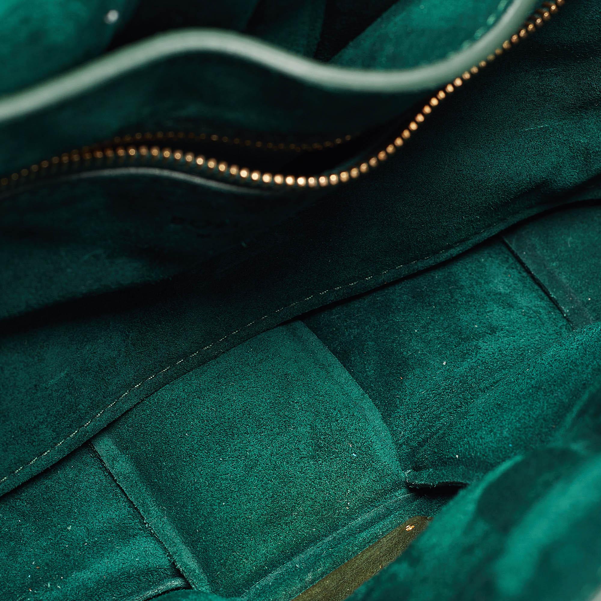 Bottega Veneta Dark Green Padded Suede Chain Cassette Shoulder Bag 4