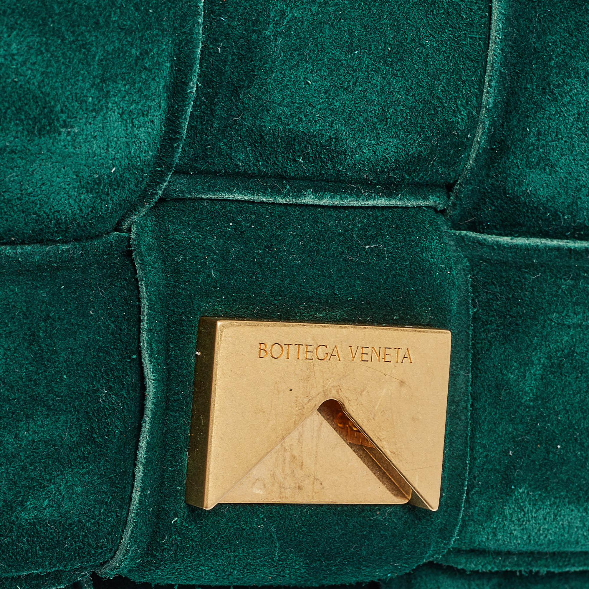 Bottega Veneta Dark Green Padded Suede Chain Cassette Shoulder Bag 5