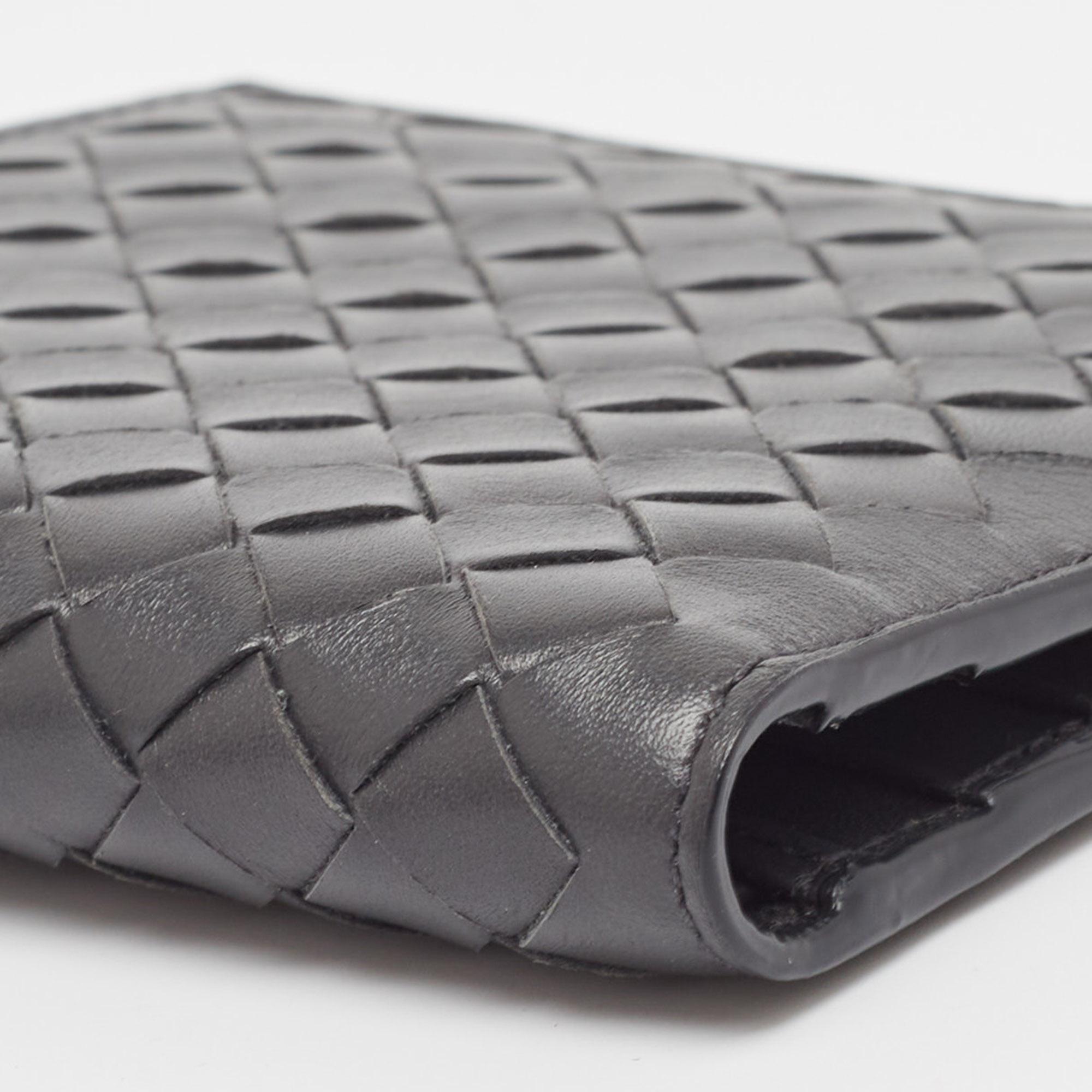 Bottega Veneta Dark Grey Intrecciato Leather Bifold Wallet 7