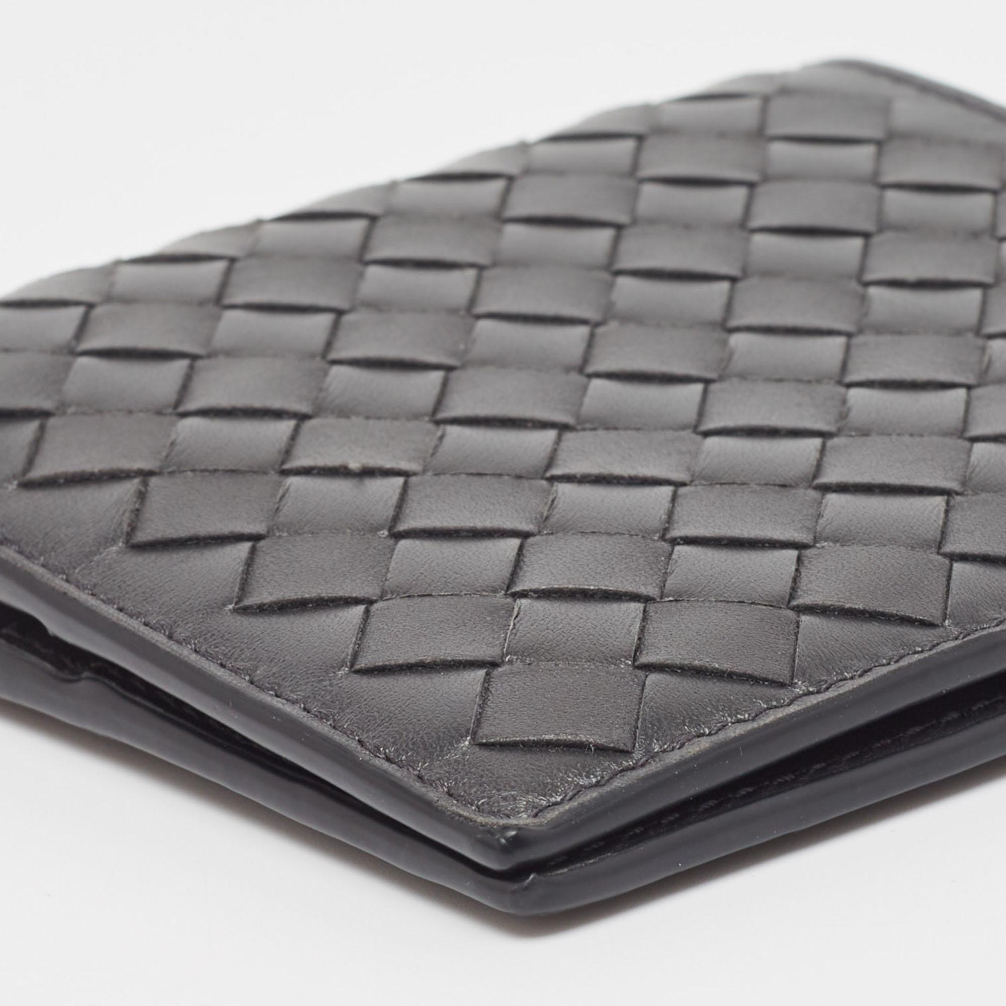Bottega Veneta Dark Grey Intrecciato Leather Bifold Wallet 4