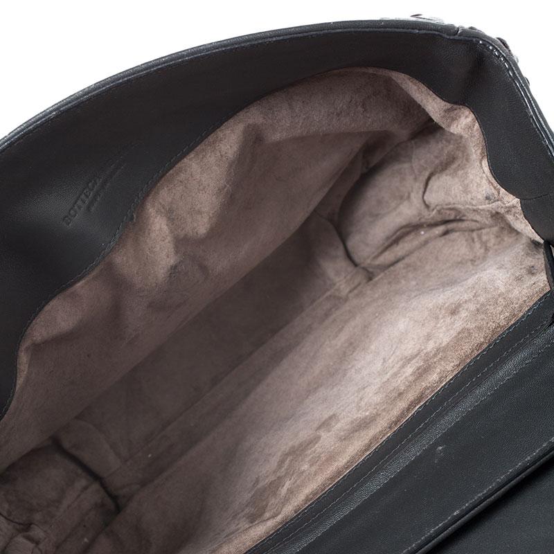 Bottega Veneta Dark Grey Intrecciato Leather Flap Chain Bag 6