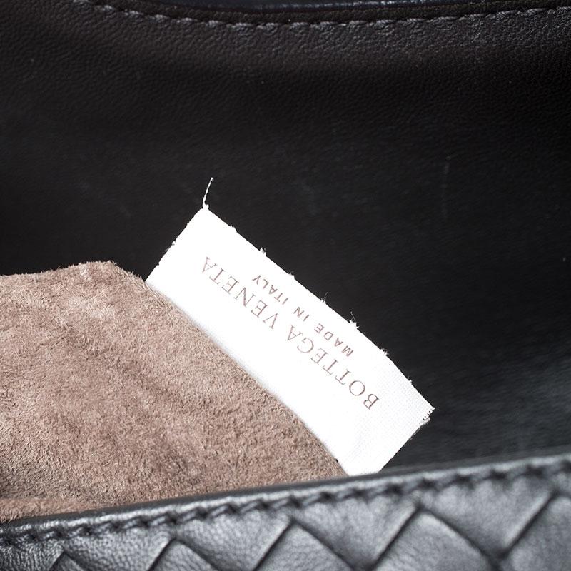 Bottega Veneta Dark Grey Intrecciato Leather Flap Chain Bag 4