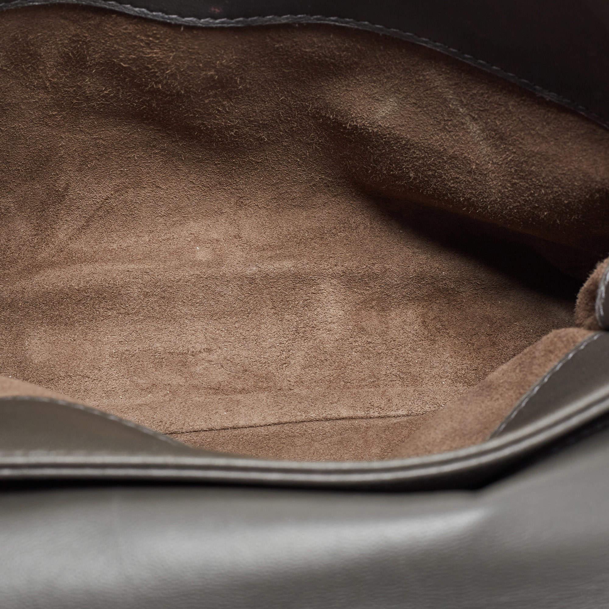 Bottega Veneta Dark Grey Intrecciato Leather Olimpia Flap Shoulder Bag 2