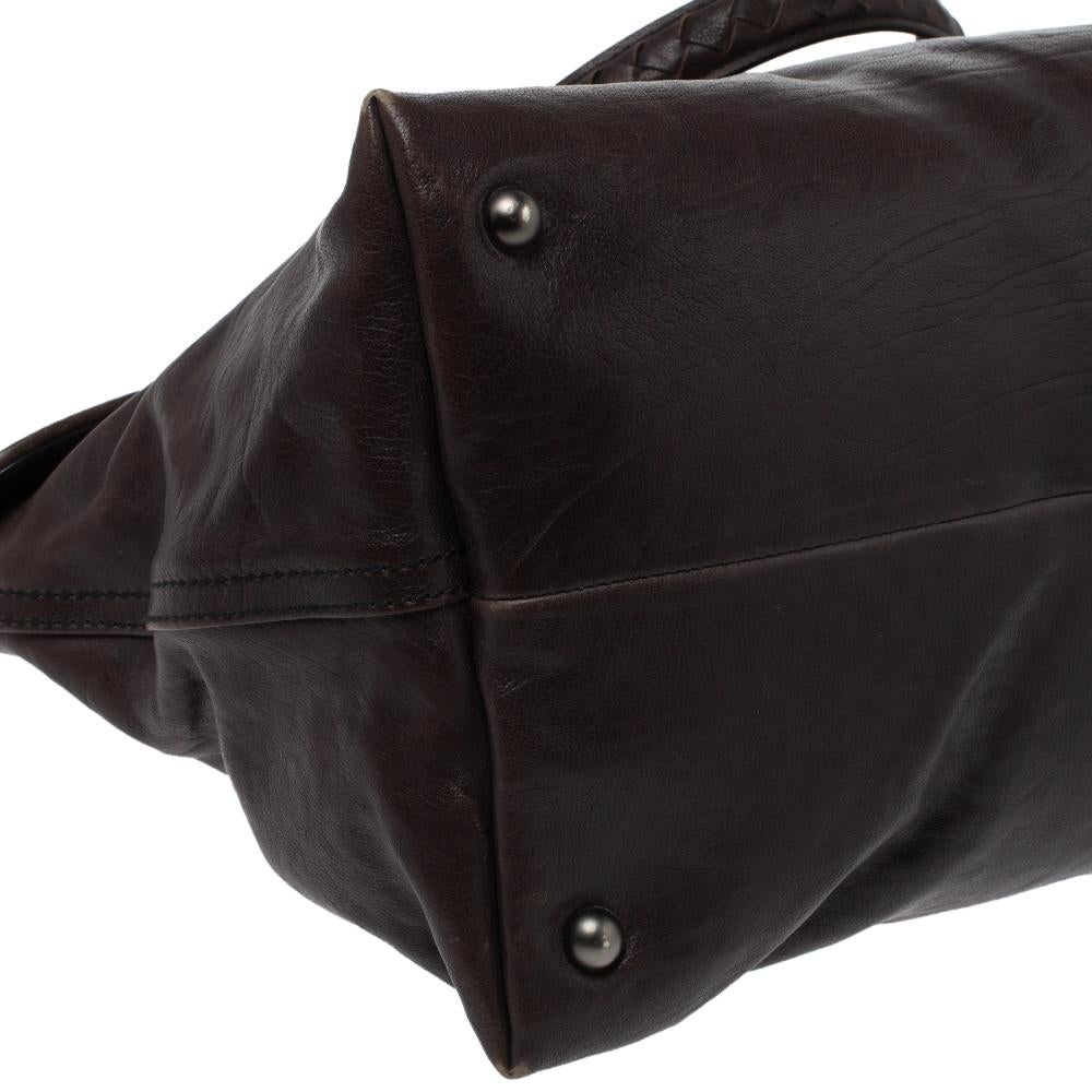 Bottega Veneta Dark Grey Intrecciato Leather Tina Top Handle Bag In Fair Condition In Dubai, Al Qouz 2