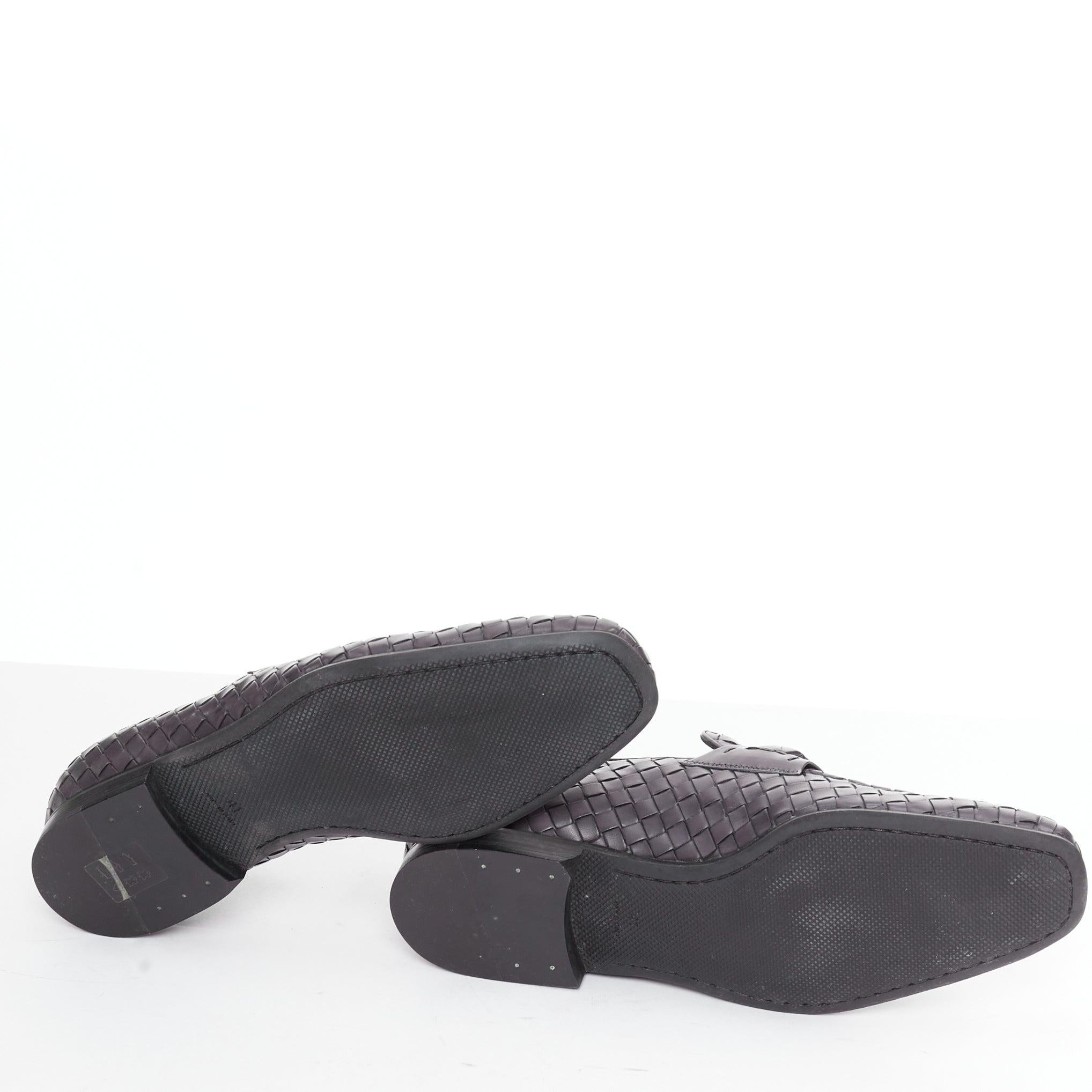 BOTTEGA VENETA cuero gris oscuro intrecciato tejido mocasines zapatos EU41 en venta 7