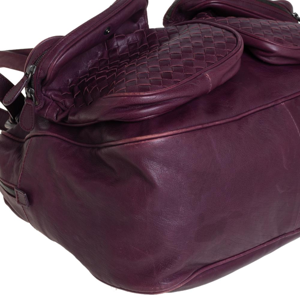 Bottega Veneta Dark Magenta Intrecciato Leather Front Pockets Shoulder bag 2