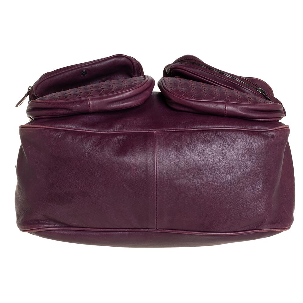 Bottega Veneta Dark Magenta Intrecciato Leather Front Pockets Shoulder bag 3