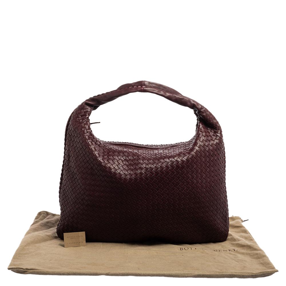 Bottega Veneta Dark Purple Intrecciato Leather Maxi Veneta Hobo 10