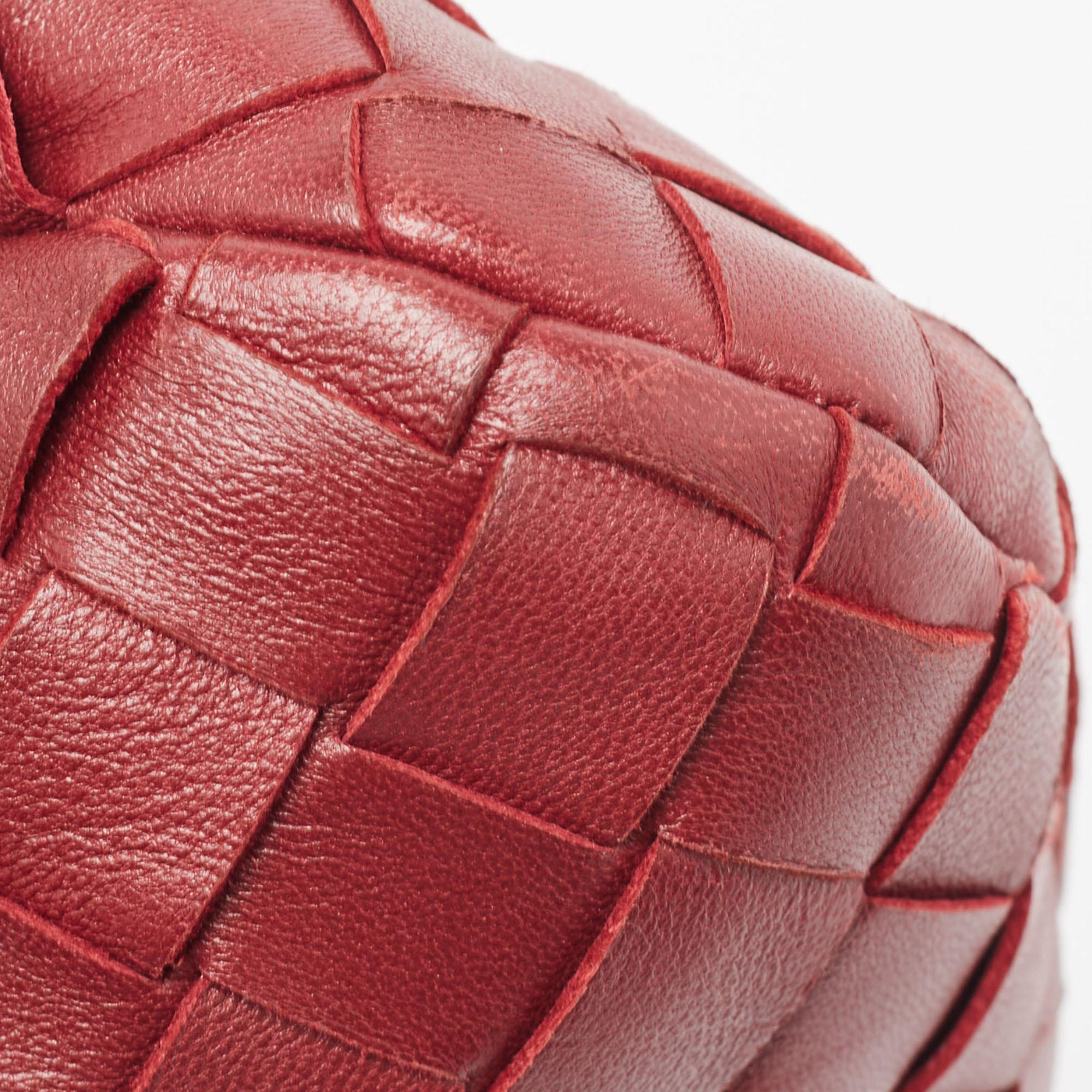 Bottega Veneta Dark Red Intrecciato Leather Mini Jodie Hobo For Sale 5