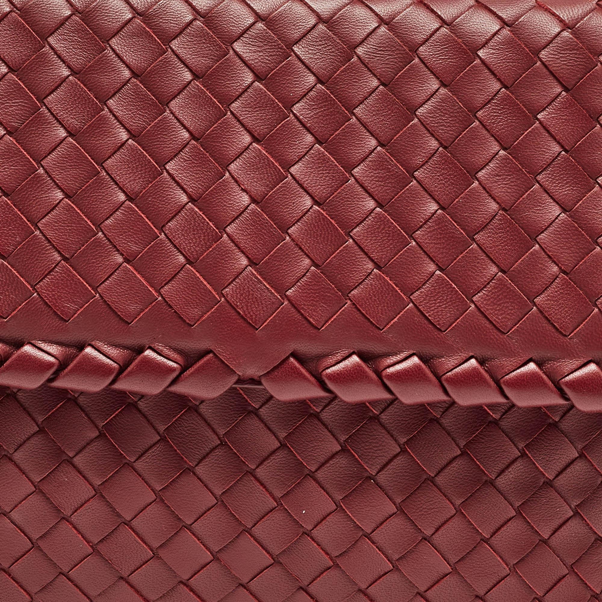 Bottega Veneta Dark Red Intrecciato Leather Small Olimpia Shoulder Bag For Sale 12