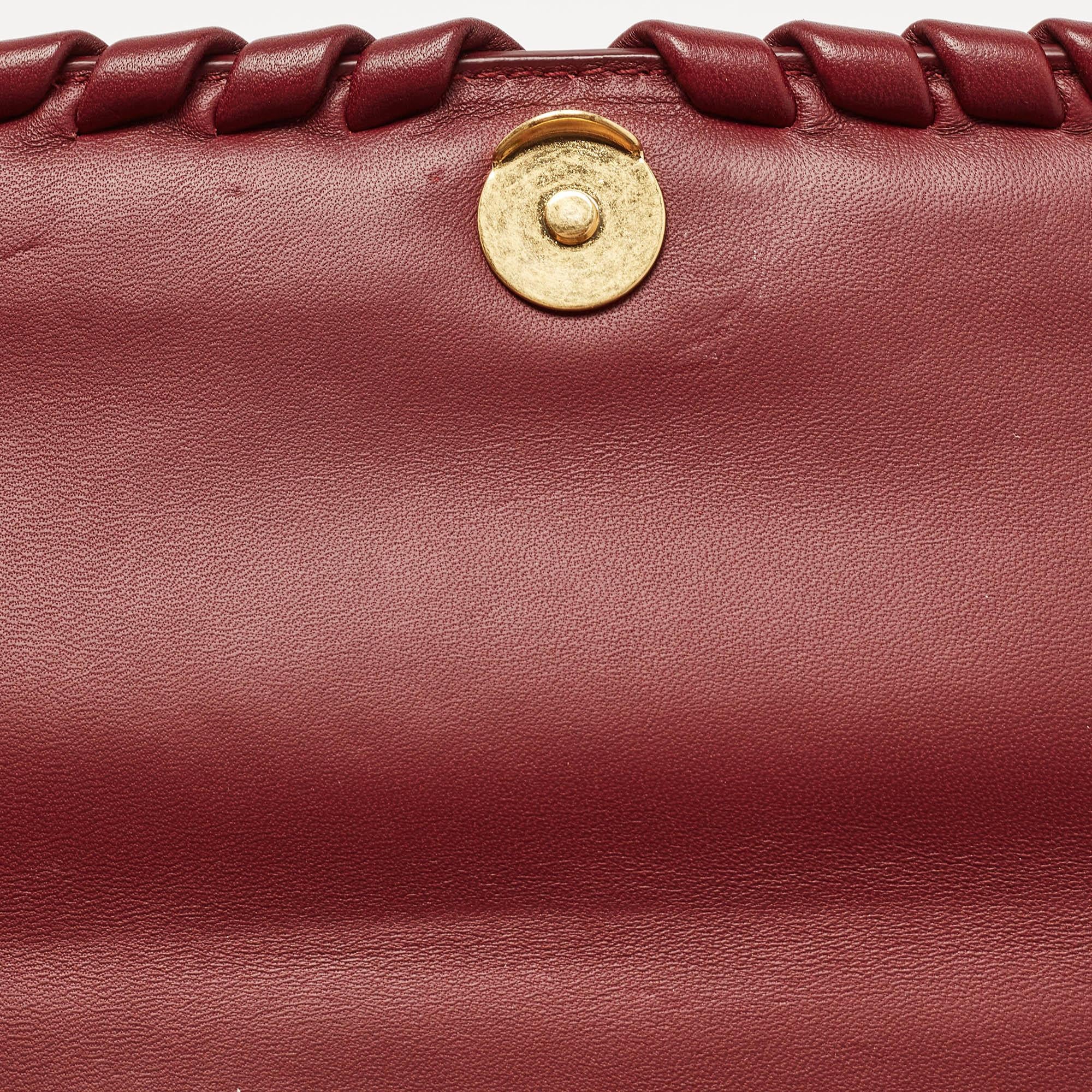 Women's Bottega Veneta Dark Red Intrecciato Leather Small Olimpia Shoulder Bag For Sale