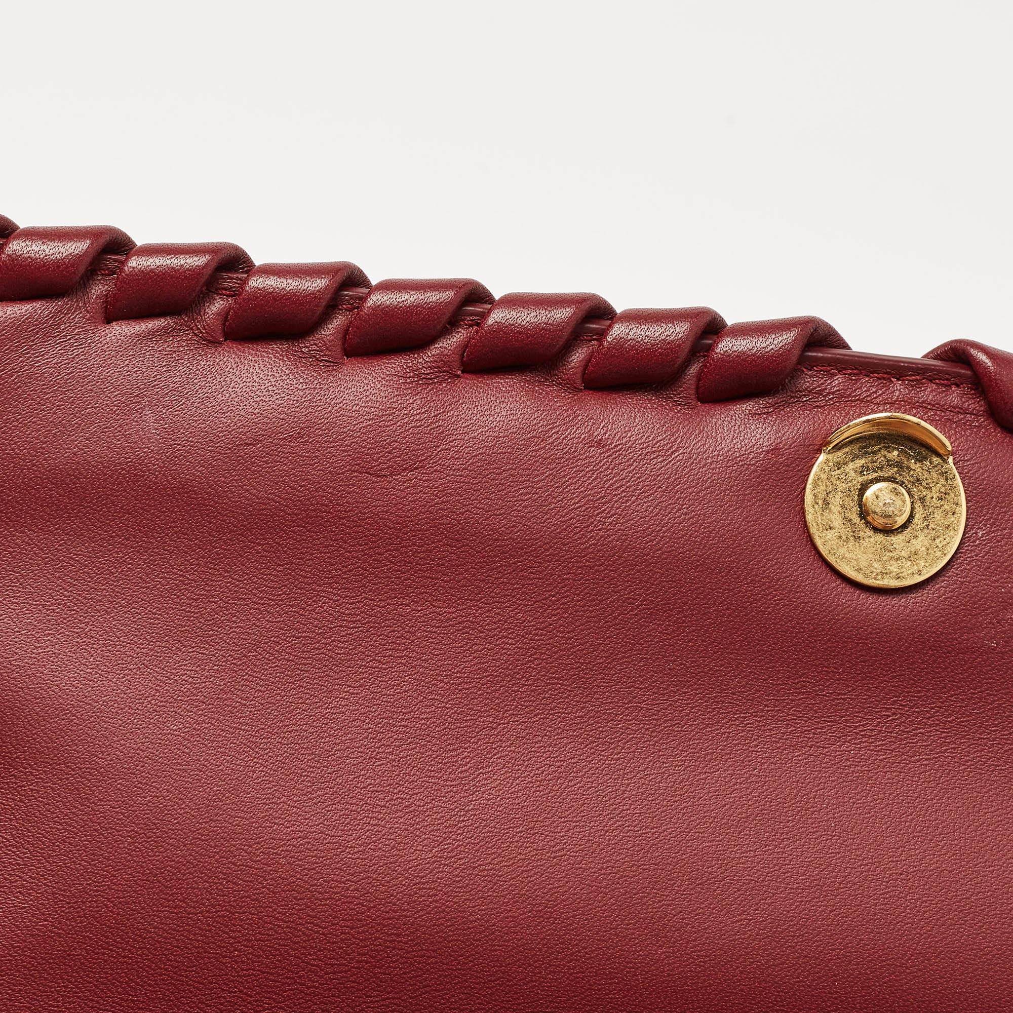 Bottega Veneta Dark Red Intrecciato Leather Small Olimpia Shoulder Bag For Sale 1
