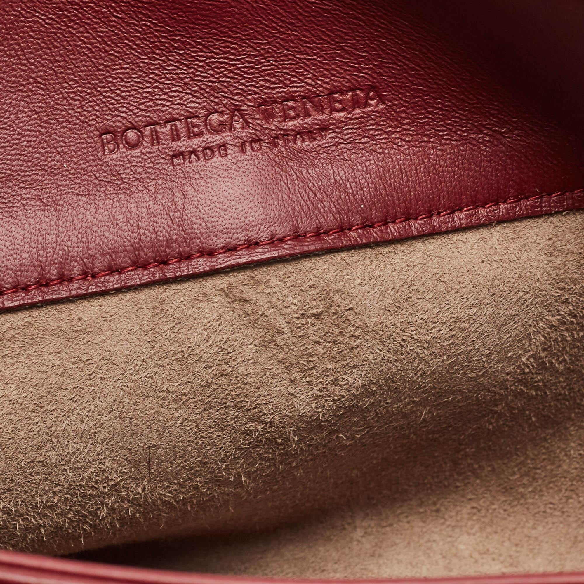 Bottega Veneta Dark Red Intrecciato Leather Small Olimpia Shoulder Bag For Sale 4