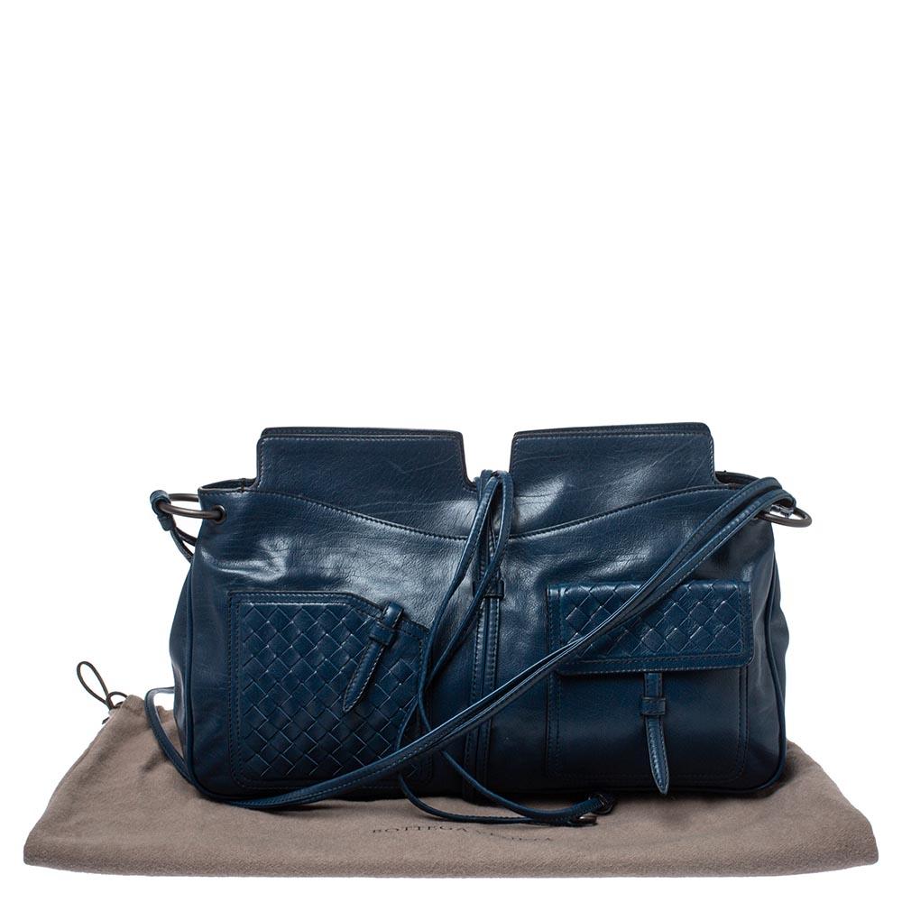 Bottega Veneta Dark Teal Intrecciato Leather Front Pockets Shoulder bag 2