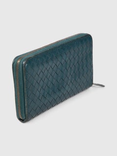 Bottega Veneta Dark Teal Intrecciato Wallet