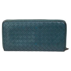 Bottega Veneta Dark Teal Intrecciato Wallet