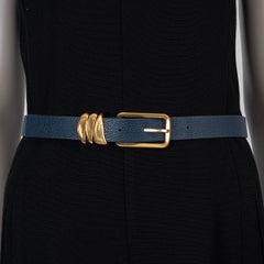 BOTTEGA VENETA Cinturón de piel azul oscuro 2022 METAL LOOPS 75
