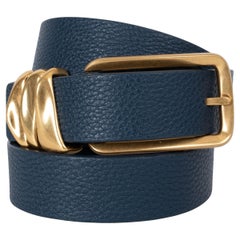 BOTTEGA VENETA Tiefblauer Ledergürtel 2022 METAL LOOPS Taille Gürtel 75