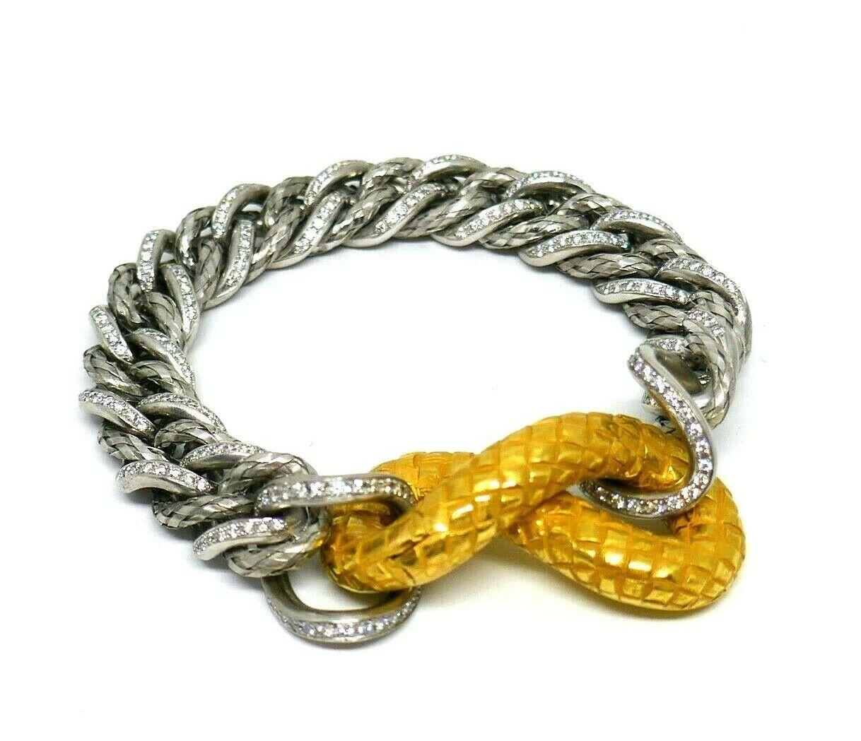 Bottega Veneta Diamond White and Yellow Gold Torcello Bracelet 3